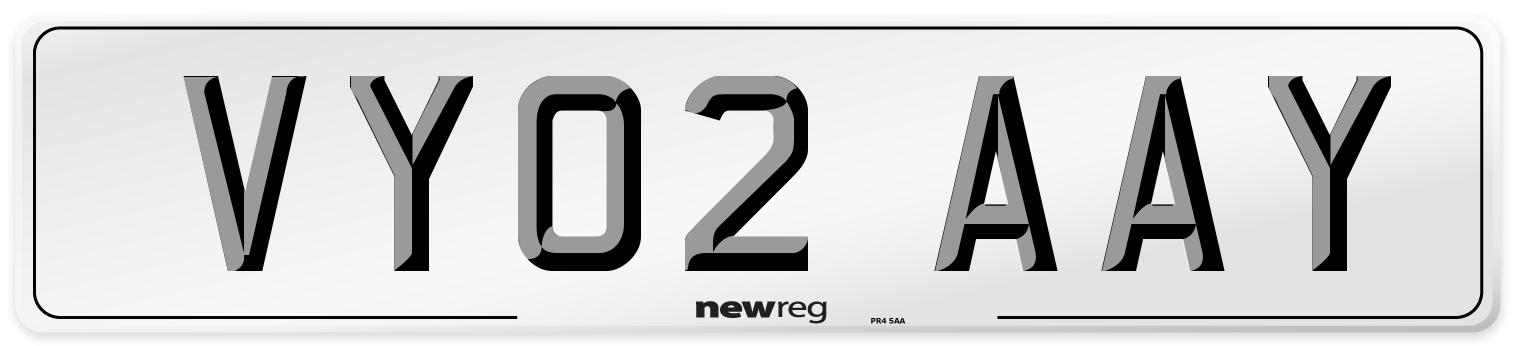 VY02 AAY Number Plate from New Reg